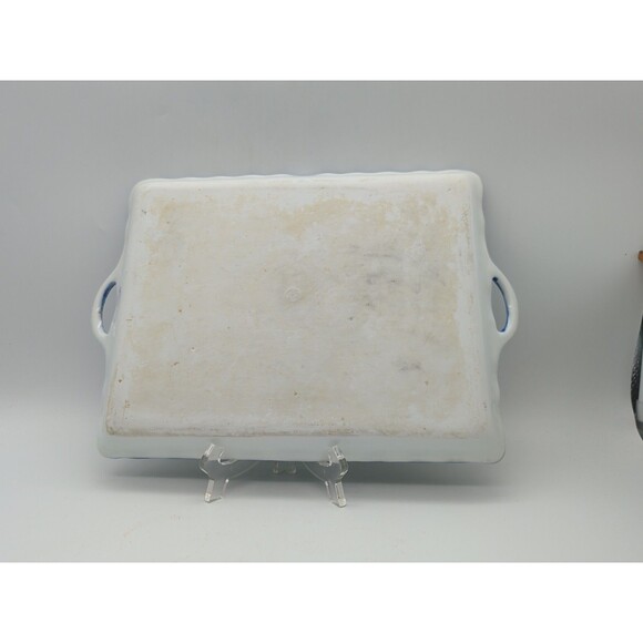 Andrea By Sadek Serving Plate Tray with Handles Ceramic 13” X 9” Purple Violets - Picture 3 of 6